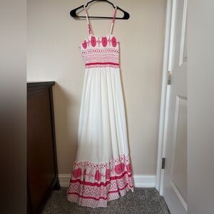 SHEIN Pink and White Patterned Maxi Dress